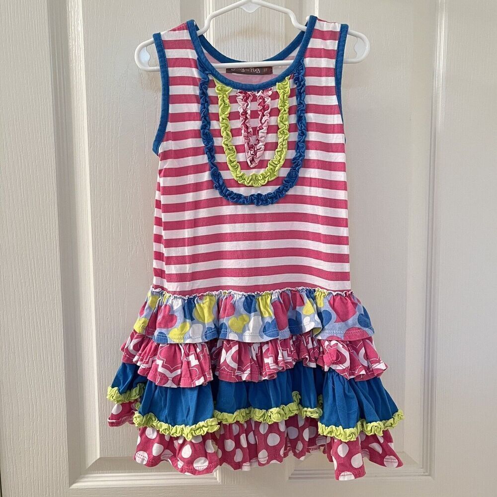 Jelly the Pug I Heart U Chloe Kit Dress Ruffles Cotton Girls Size 3T